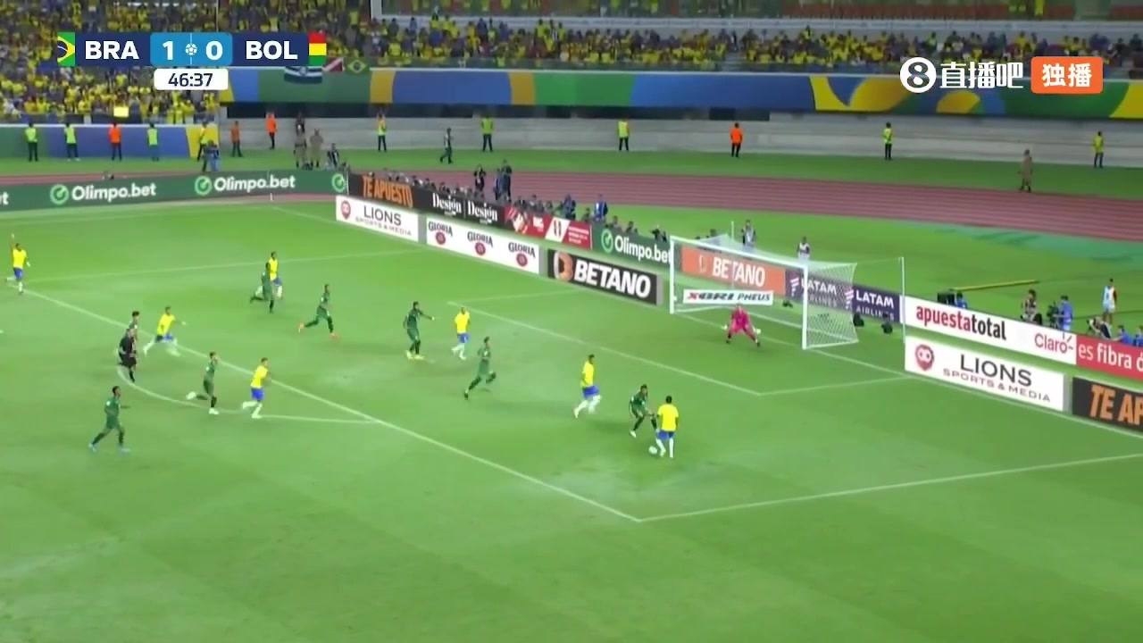 内马尔助攻，拉菲尼亚推射远角，巴西2-0玻利维亚